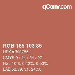 Color code: RGB 185 103 85 | qconv.com