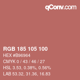 Color code: RGB 185 105 100 | qconv.com