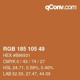 Color code: RGB 185 105 49 | qconv.com