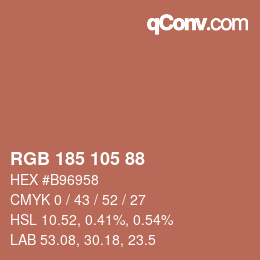 Color code: RGB 185 105 88 | qconv.com