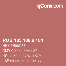 Color code: RGB 185 108.8 104 | qconv.com