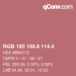 カラーコード: RGB 185 108.8 114.4 | qconv.com