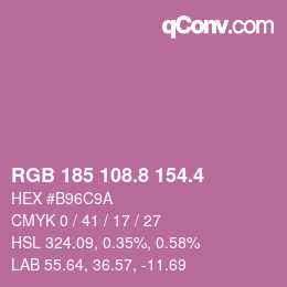 カラーコード: RGB 185 108.8 154.4 | qconv.com