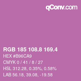 カラーコード: RGB 185 108.8 169.4 | qconv.com