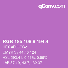 カラーコード: RGB 185 108.8 194.4 | qconv.com