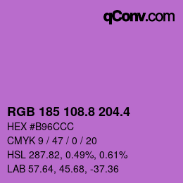 カラーコード: RGB 185 108.8 204.4 | qconv.com