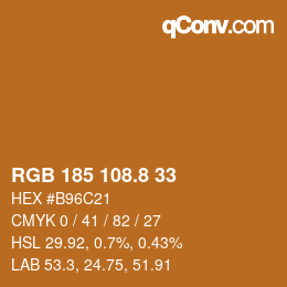 Color code: RGB 185 108.8 33 | qconv.com