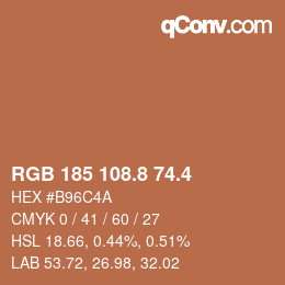 カラーコード: RGB 185 108.8 74.4 | qconv.com