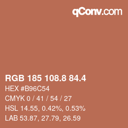 カラーコード: RGB 185 108.8 84.4 | qconv.com