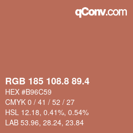 カラーコード: RGB 185 108.8 89.4 | qconv.com