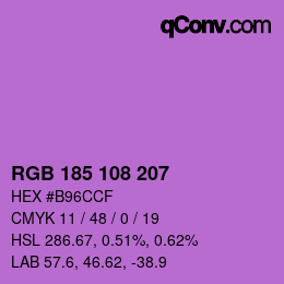 Color code: RGB 185 108 207 | qconv.com