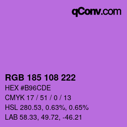Color code: RGB 185 108 222 | qconv.com
