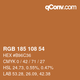 Color code: RGB 185 108 54 | qconv.com