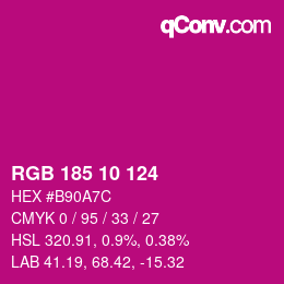Color code: RGB 185 10 124 | qconv.com