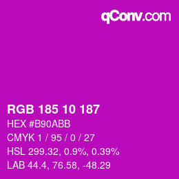 Farbcode: RGB 185 10 187 | qconv.com