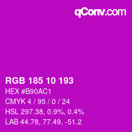 Color code: RGB 185 10 193 | qconv.com