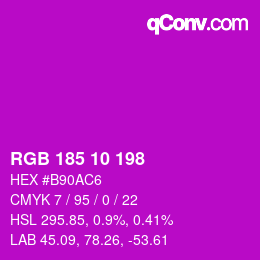 Color code: RGB 185 10 198 | qconv.com