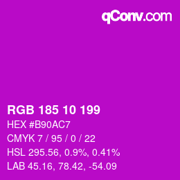 Color code: RGB 185 10 199 | qconv.com