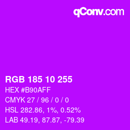 Color code: RGB 185 10 255 | qconv.com