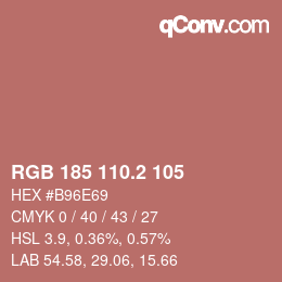 カラーコード: RGB 185 110.2 105 | qconv.com