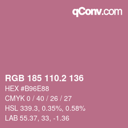 カラーコード: RGB 185 110.2 136 | qconv.com
