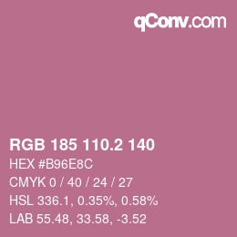 カラーコード: RGB 185 110.2 140 | qconv.com