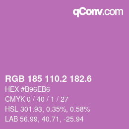 カラーコード: RGB 185 110.2 182.6 | qconv.com