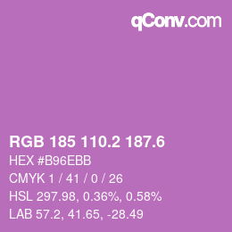 カラーコード: RGB 185 110.2 187.6 | qconv.com