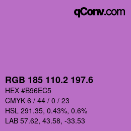 カラーコード: RGB 185 110.2 197.6 | qconv.com
