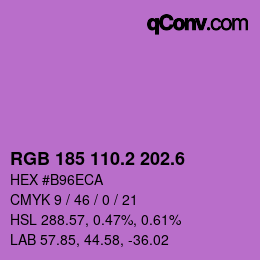カラーコード: RGB 185 110.2 202.6 | qconv.com