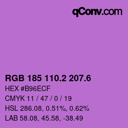 カラーコード: RGB 185 110.2 207.6 | qconv.com