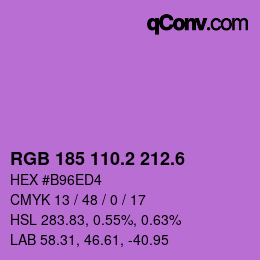 カラーコード: RGB 185 110.2 212.6 | qconv.com