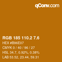 カラーコード: RGB 185 110.2 7.6 | qconv.com