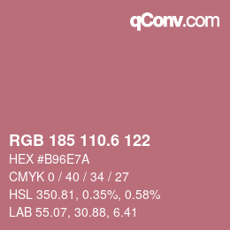 カラーコード: RGB 185 110.6 122 | qconv.com