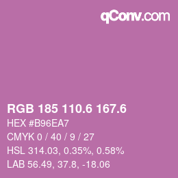 カラーコード: RGB 185 110.6 167.6 | qconv.com