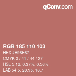 カラーコード: RGB 185 110 103 | qconv.com
