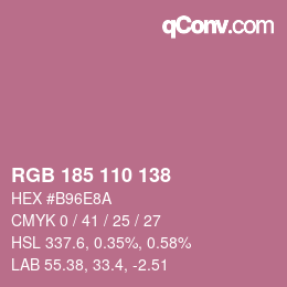 Código de color: RGB 185 110 138 | qconv.com