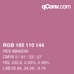 Color code: RGB 185 110 144 | qconv.com
