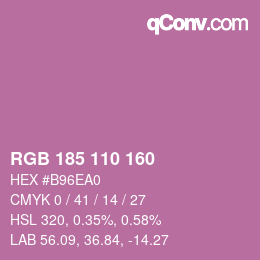 颜色代码: RGB 185 110 160 | qconv.com