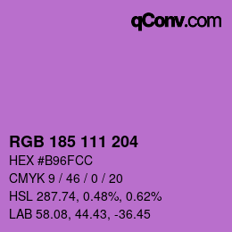 Color code: RGB 185 111 204 | qconv.com