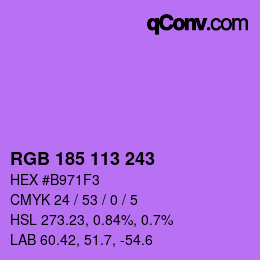 Color code: RGB 185 113 243 | qconv.com