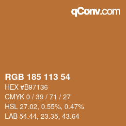 Color code: RGB 185 113 54 | qconv.com