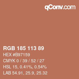 Color code: RGB 185 113 89 | qconv.com