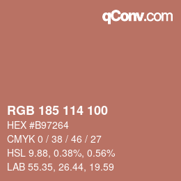 Color code: RGB 185 114 100 | qconv.com
