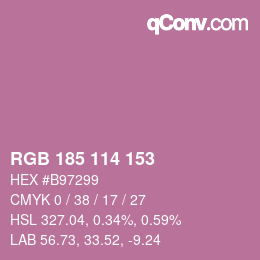 颜色代码: RGB 185 114 153 | qconv.com