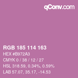 Color code: RGB 185 114 163 | qconv.com