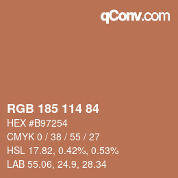 Color code: RGB 185 114 84 | qconv.com