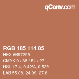 Color code: RGB 185 114 85 | qconv.com