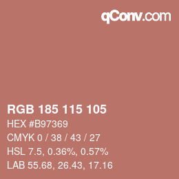 Color code: RGB 185 115 105 | qconv.com