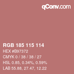 Color code: RGB 185 115 114 | qconv.com
